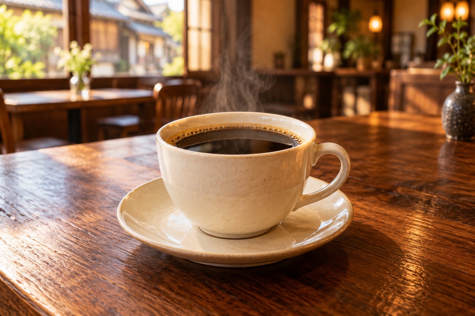 陶器のカップに注がれたコーヒー